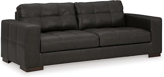 Signature Design by Ashley Luigi Modern Tufted Leather Match Sofa, Black