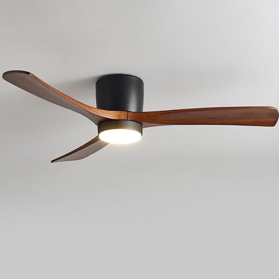 48in Quiet Ceiling Fan with Light Indoor Remote Ceiling Fan Light 6 Gear Wind Speed Fan Lights White LED Ceiling Lights Fan Lighting Wooden Blades for Living Room Dining Room Bedroom [Energy Class B]