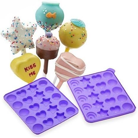 Cake Pops Shapes Instant Silicone Baking Pan Set, Multicolored