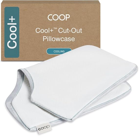 Coop Home Goods Cool+ Cut-Out Pillow Cover, Queen Size, Cut-Out Shape, Cooling Bed Pillow Case for Hot Sleepers, Ultra Soft & Breathable Pillowcase with Zipper and 2-Inch Gusset