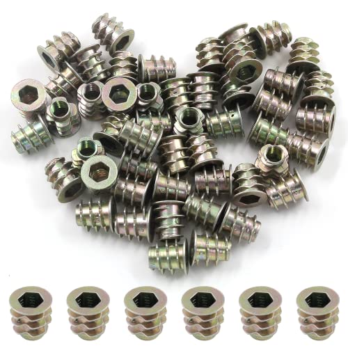 M5x10mm Threaded Insert Nuts Zinc Alloy Hex Drive Socket Internal Threaded Insert Bolt Fastener Connector for Wood Furniture 50Pcs, 1364 x 2564 inch