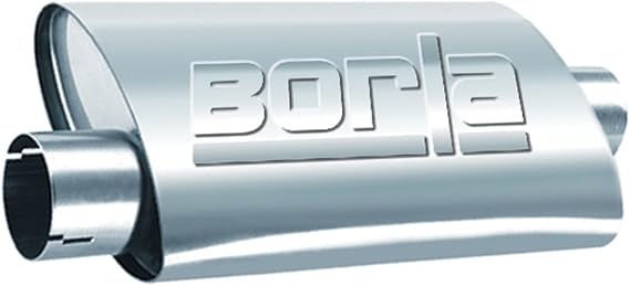 BORLA 40657 ProXS ProXS Muffler 2" Offset Inlet/ 2" Center Outlet, 4.25" x 7.88" Oval, 14" Long Body, 19" Overall Length. Universal Part. Reversible Design.