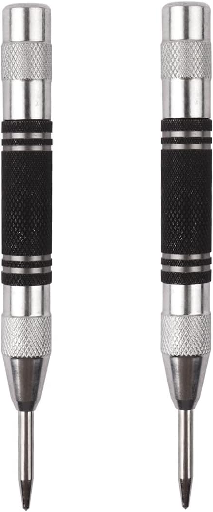 Automatic Centre Punch 5 Inch Spring Loaded Center Punch Hand Tools for Machinists,Carpenters Adjustable Tension Punch(2 Pack)