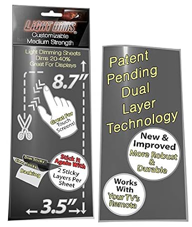 LightDims Customizable Dimming Sheets (2 Sheets) Medium Strength Dims 20-40% of Light, Medium Size 8.7x3.5 in Retail Packaging