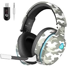 2.4GHz Wireless Gaming Headset for PS5, PS4 Fortnite & Call of DutyFPS Gamers, PC, Nintendo Switch, Bluetooth 5.3 Gaming Headphones with Microphone for Mobile, Stereo Sound Whitered