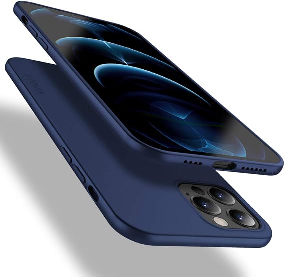 X-level Slim Case Compatible with iPhone 12 Pro Max Case Ultra-Thin Soft Flexible TPU Matte Finish Coating Grip Phone Case Light Protective Back Cover Compatible iPhone 12 Pro Max 6.7"-Navy Blue