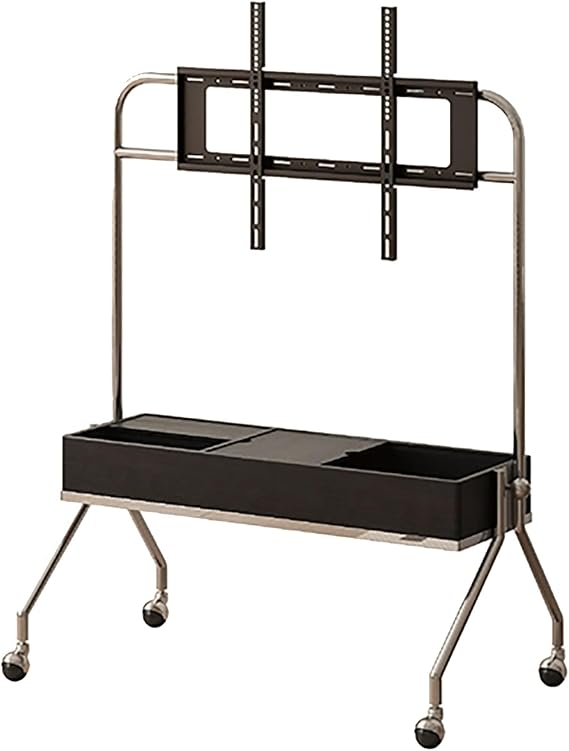 Mobile TV Stand, Rolling TV Cart with Wheels, Media Console Tv Cart with Wood Storage Compartment, Floor TV Mount for 40-75 Inch TVs, Height Adjustable Entertainment Center(Black)