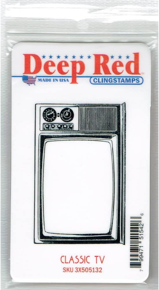 Deep Red Stamps Classic TV Rubber Cling Stamp 3.1 x 2 inches