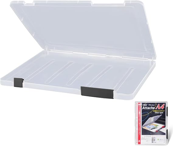 Lemical PP Sturdy File Holder Waterproof Clear A4 File Portable Project Case Durable Plastic Storage Box Double Buckles Storage Box Transparent View Organizer Containers Board Game Storage Containers