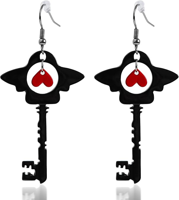 Heart Key Earrings Hotel Anime Merch Cosplay Accessories Women Halloween Party Costume Jewelry
