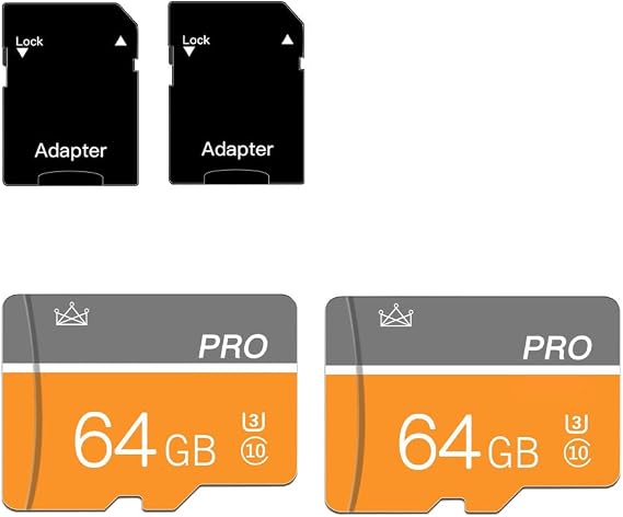 64GB Micro Memory Card Class 10 Memory Card with Adapter Fast Speed TF Card for Tablet/Mobile Phone/Camera/Car Audio/Game Console(2 Pcs 64GB)