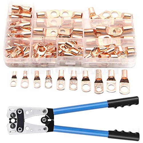 Ring Terminals 60100pcs SC4-SC25 Car Auto Copper Ring Terminals Connectors Crimper Tools Cable Lugs HX-50B Crimping Pliers Set60PCS