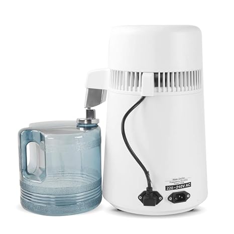 4L Water Distiller Machine, 750W Pure Distilled Water Machine for Home Countertop Table Desktop with BPA-Free Container, 304 Stainless Steel Interior, Auto Shut-Off, for Home & Humidifier (White)