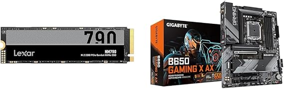 Lexar 2TB 7400MB/s Read 6500MB/s Write NM790 M.2 SSD and GIGABYTE B650 Gaming X AX Motherboard Bundle