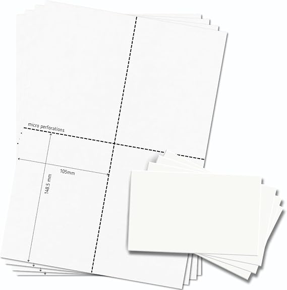 OfficeGear A6 Postcards 4-up [65 Sheets 260 Pack] 105x148mm Perforated Printable 150gsm Flash Cards for Study Revision Index Refills Flyer Menu Record Includes Design Template
