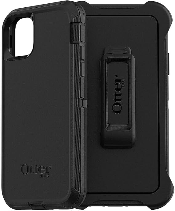 OtterBox iPhone 11 Pro Max Defender Series Case - Black, Rugged & Durable, with Port Protection, Includes Holster Clip Kickstand