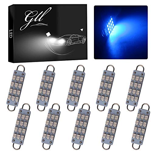 Grandview 44mm1.73 12-SMD 1210 3528 Chip Rigid Loop Festoon LED Bulbs for Car Interior Light Dome Map Light Door Courtesy Lights 561 562 567 Blue 10-pack, Blue