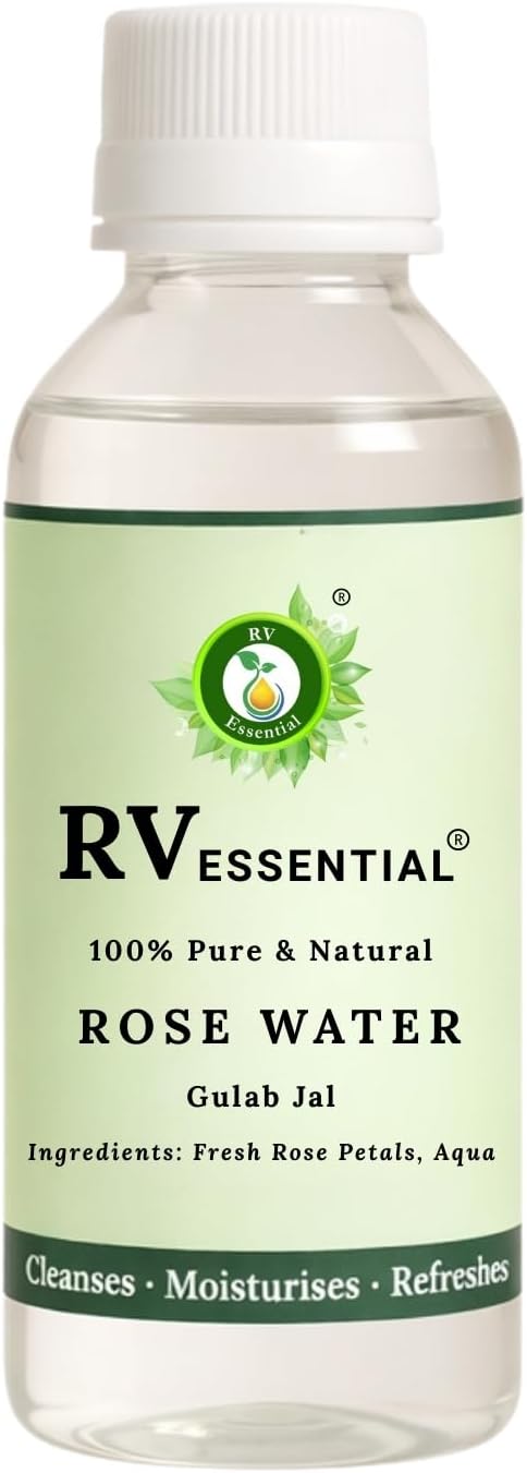 R V Essential Pure Rose Water/Gulab Jal 100ml (3.38oz)- (100% Pure and Natural)