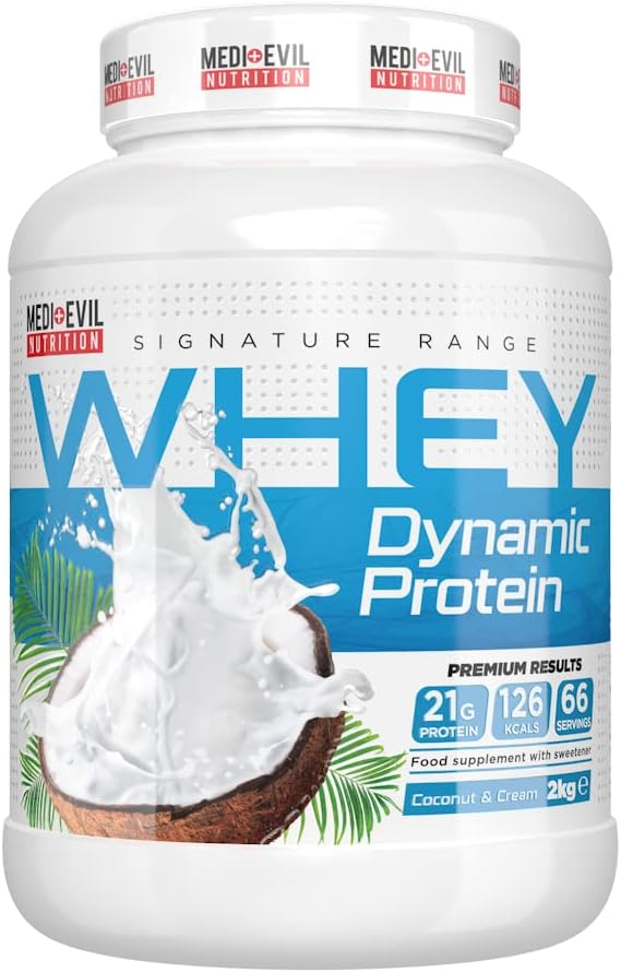 Medi-Evil Whey Dynamic Protein Powder 2kg Coconut Cream | 66 Servings | Whey Protein for Muscle Growth, Recovery & Strength | No Added Sugar, High Protein Shake for Lean Muscle & Performance