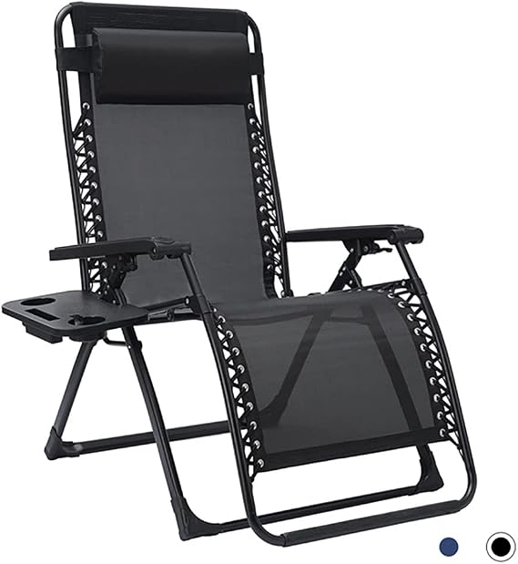 Beach Chairs for Adults, High Strength Beach Chairs Folding Lightweight, Portable Outdoor Folding Chair with Large Cup Holders and Strap, for Beach Poolside Backyard (Large Size Black)