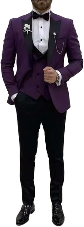 Men's 3-Piece Suit Peak Lapel Jacket Pants and Double Breasted Vest Dinner Tuxedo Set