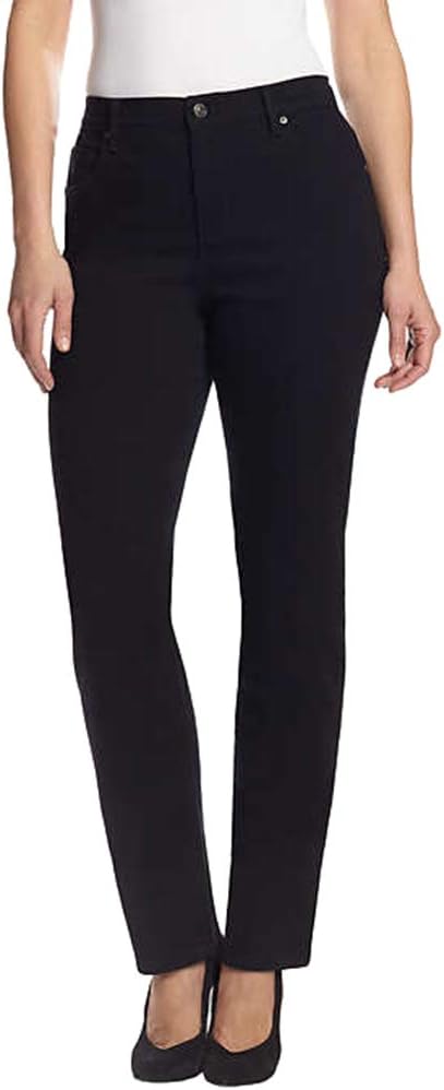 Gloria Vanderbilt Ladies Amanda Stretch Denim Jeans for Women, Tapered Womens Pants, Mom Jeans, Ladies Pants - Dark Black