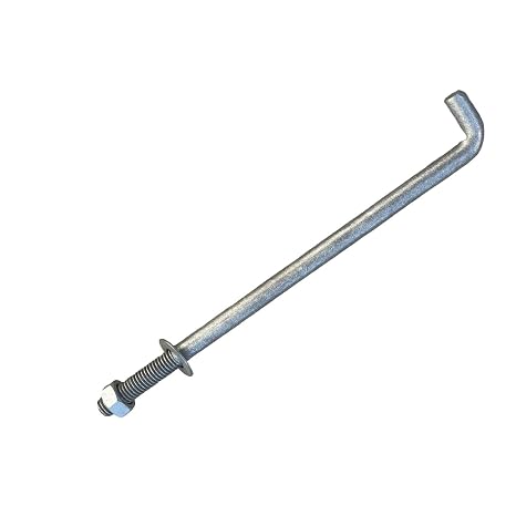 Sandbaggy 1/2" X 10" Threaded Concrete Anchor L-Bolts (Nuts & Washers Included) - Hot Dipped Galvanized - Sill Plate, Base Plate, Masonry, Wood, Cement Anchors, J Bolt (50, 1/2" x 10")