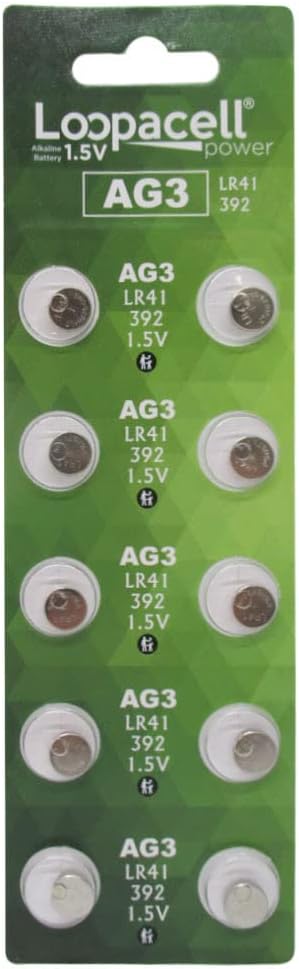 LOOPACELL LR41 AG3 392 384 192 Battery - 1.5V Button Coin Cell Batteries (Pack of 50)