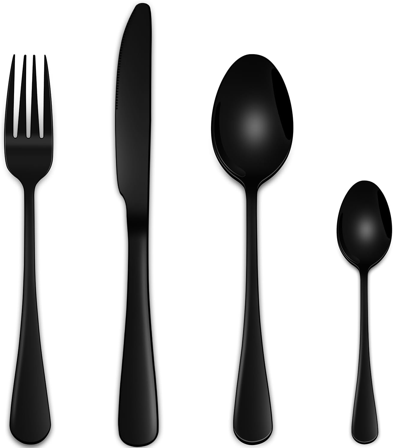 Black 16-Piece Cutlery Sets,Tableware Sets Include Knife Spoon and Fork Silverware Sets for Kitchen,Stainless Steel Silverware Sets Service for 4