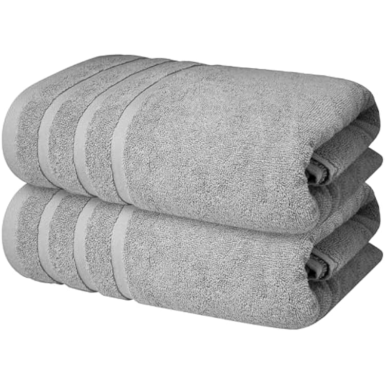 Infinitee Xclusives 100% Cotton Luxury Bath Towels Set of 2 27x54 Inches Charming Grey, Bath Towels - Pack 2