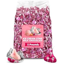 Strawberry Flavored Ice Cream Cone Candy | Approx. 500 Pieces | 5 Pound Bag Limited Edition | Bulk Individually Wrapped | Creme & Cookies Candy for Parties, Buffets, Gifts, and Treats