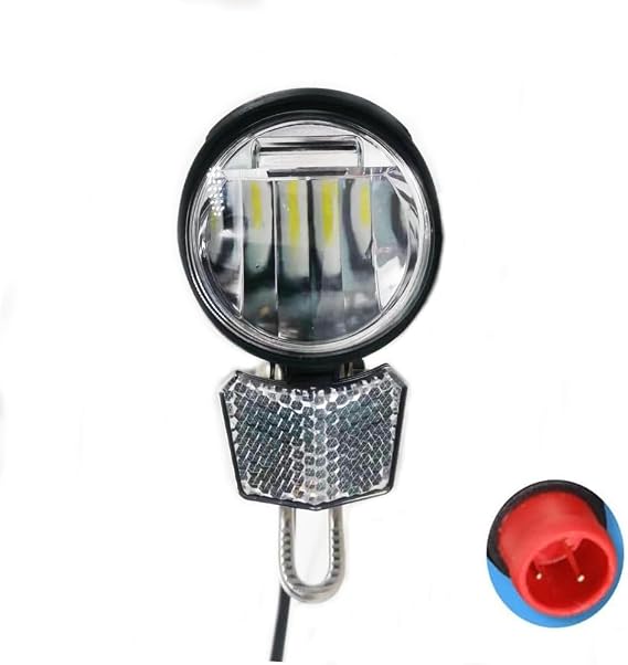 Electric Bike Headlight for Night Riding LED Front Light Suitable for 24V 36V 48V Battery Controller Waterproof 2-pin Male Connector Headlight for E-Bike Scooter