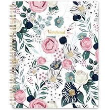 Spiral Notebook - Notebook Journal, Notebooks with Spiral Bound, Thick Paper, Back Pocket, Notebooks for Work, 8.5 x 11, 160 Pages, College Ruled Spiral Notebook, Flowers