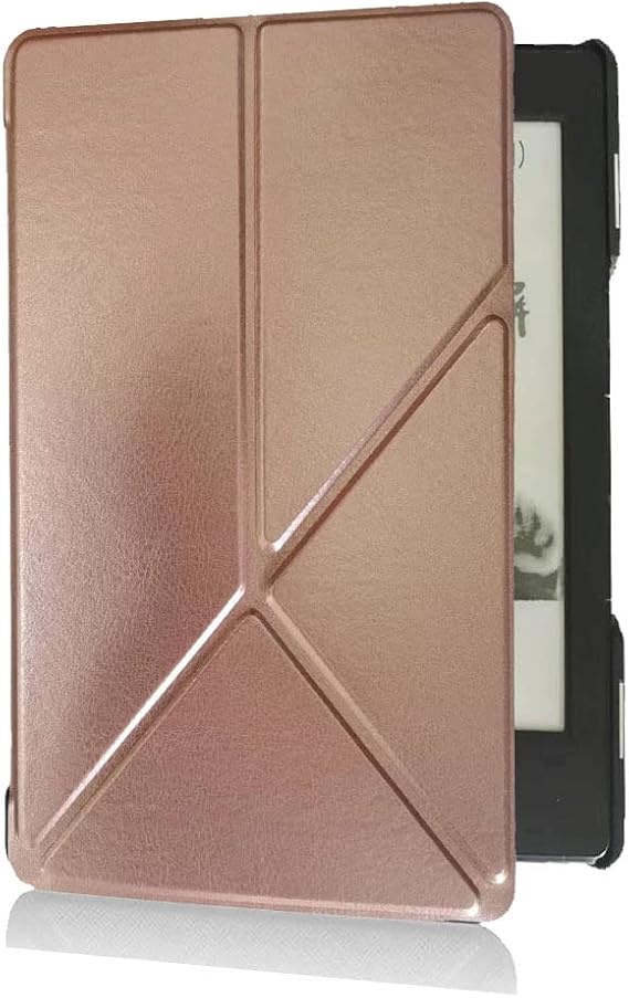 Case for Kindle 5/Kindle 4 6",Light Weight Slim Shockproof Kickstand Foldable PU Leather Cover Case for Amazon Kindle 5/Kindle 4 Model:D01100 6" E Ink Display (Rose Gold)