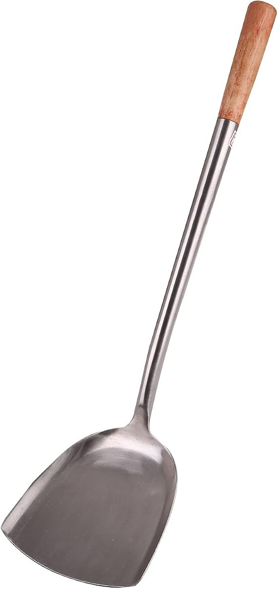 New APPETITO Stainless Steel Wok Spatula Soup Turner Wood Handle Kitchen Utensil Tool
