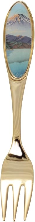 asahi Fork Gold Total length 13.7 cm Ukiyoe Cutlery Cake Fork Single item box Roots Lake UKI CF2