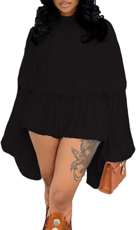 Molisry Women's Cute Babydoll Dress 2 Piece Puffy Sleeve Ruffle Dresses