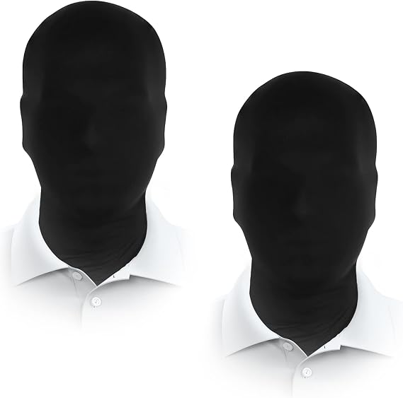 JEGERMIG 2 Pieces Full Face Mask, BW 2nd Skin Masks,Halloween Spandex Hood for Unisex Cloth