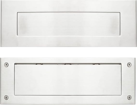 Solid 304 Stainless Steel Door Mail Slot, Front & Rear Parts, Victorian Letter Box Plate, Suitable for Any Front Doors, 133-1516, Silver