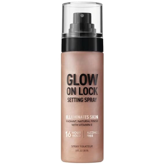 Glow On Lock Setting Spray, Alcohol-Free, 16 Hour Hold, Luminous Finish 3.4 oz