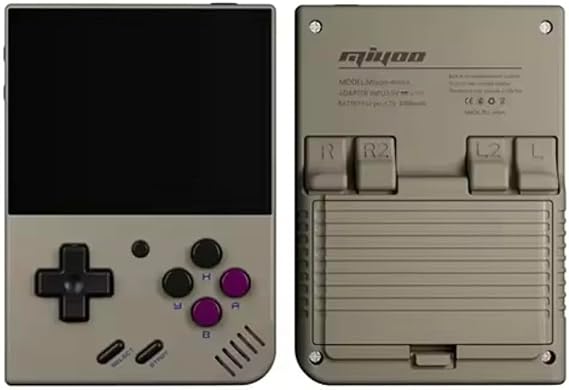 MIYOO Mini Plus V2 Retro Handheld Game Console, 3.5” IPS Screen, Dual-Core CPU, Linux System, 64GB with 15,000+ Games, Portable Classic Gaming Console for Kids & Adults (Retro Grey)