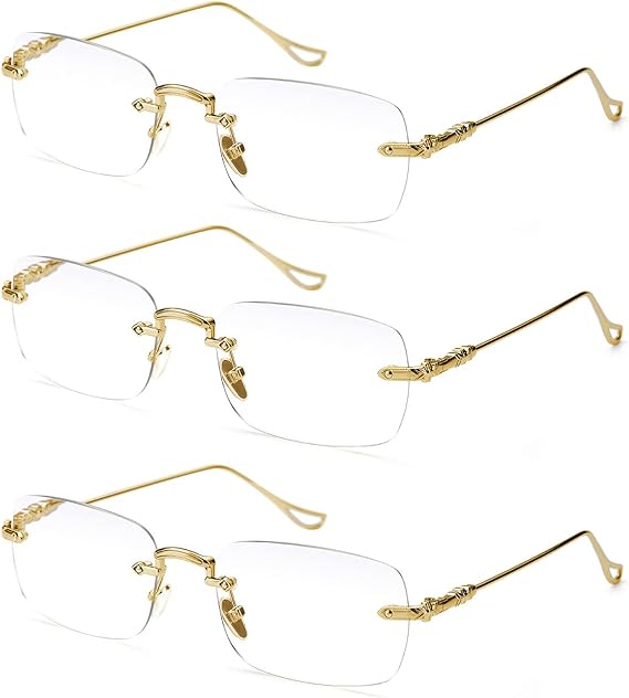 TERAISE Frameless Metal Reading Glasses for Men/Women Blue Light Blocking -Rimless Fashion Comfortable Computer Eyeglasses