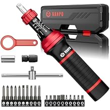 VANPO Torque Screwdriver, 10-60 in.lb, 24 Piece Inch Pound Torque Screwdriver Set with S2 Bits & T-bar Handle, 1/4 Drive Torque Wrench Screwdriver Set for Electronics,Bike Repair and Mounting