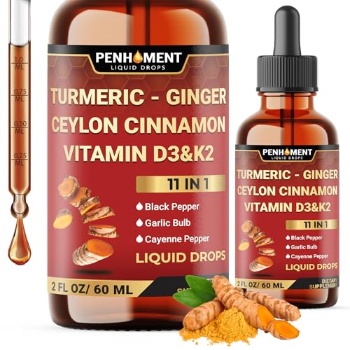 11in1 Liquid Turmeric Curcumin with Ginger, Ceylon Cinnamon, Berberine Extract, Garlic, Black Pepper - Drops Extract - 2 Fl Oz - 2 Month Supply