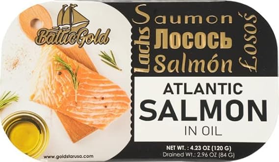 Baltic Gold Atlantic Salmon Fillets In Oil - 4.23 oz (120g) (Salmon in Oil, 6 Pack) (6 Pack)