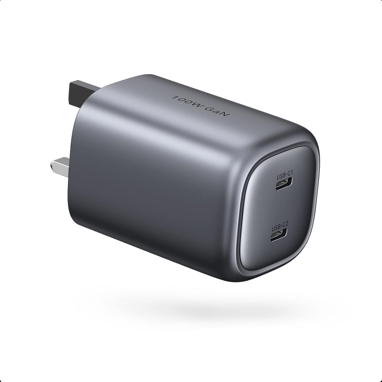 UGREEN Nexode 100W USB C Charger Plug 2 Ports Type C GaN Fast Power Adapter Compatible with Macbook Pro, Macbook Air, iPhone 1314, iPad Pro, Galaxy S23S22S21, Pixel 7, Dell XPS 15, etc