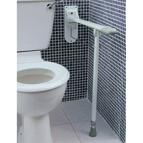 Homecraft Drop Down Rail, Bathroom Handrail Aid for Elderly, Handicapped, Disabled users, Ergonomic Bathroom Grab Bar Senior Assist for Stability, Toilet Safety Handle for Comfortable Lavatory Support