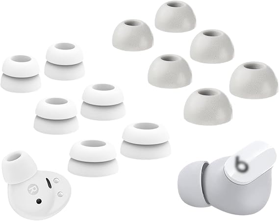 A-Focus Galaxy Buds 2 Pro Ear TipsDouble Flange & Memory Foam Tips, L/M/S Replacement Noise Canceling Earbuds Wings Compatible with Beats Studio Buds/Fit Pro, 214523 [6 Pairs] White
