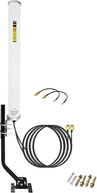 Outdoor Omni Directional 2x2 MIMO 4G LTE Antennas 5G T-Mobile, 4G/ LTE Routers Antenna SMA TS9 with 5 Meter Cable/Mounting Pole for 5G 4G LTE Hotspot (Full Kit)
