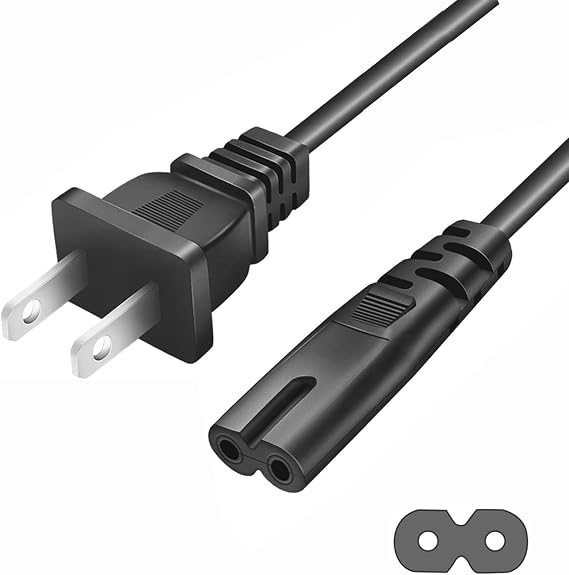 AC 2 Prong Power Cord 5ft Compatible with Sony PS5/PS4/PS4 Slim/PS3 Slim&Super Slim, Xbox Series S/Xbox Series X, Xbox One S/Xbox One X, PlayStation 5 Slim Power Supply Cable Replacement
